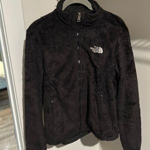 Medium northface women’s black full zip fuzzy coat
